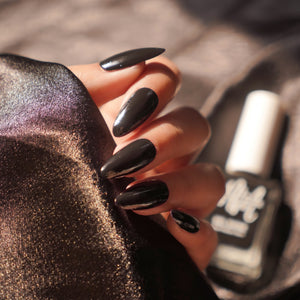 Nails & More shade 51 Black β deep jet-black gel-shine nail polish with rich pigmentation, high glossy finish, long-lasting, vegan and non-toxic formula.