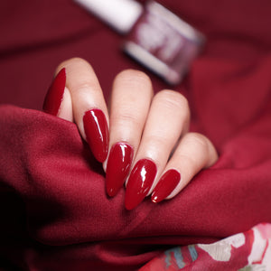 Nails & More Beet Red shade – deep beet-red gel-shine nail polish with bold pigment, smooth glossy finish, long-lasting, vegan and non-toxic formula.