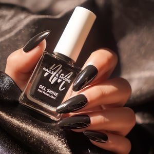 Nails & More shade 51 Black – deep jet-black gel-shine nail polish with rich pigmentation, high glossy finish, long-lasting, vegan and non-toxic formula.